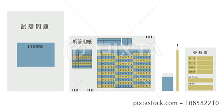 Image illustration on the desk of the mark sheet type exam Image illustration on the desk of the mark sheet type exam 106582210