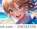 Sea, lovely smiling girl AI image 106582506