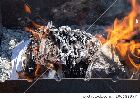 manuscript burning. burning notebook. Burning book. The book is on fire. manuscript burning. burning notebook. Burning book. The book is on fire. 106582957