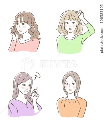 Hair trouble set illustration Hair trouble set illustration 106583105