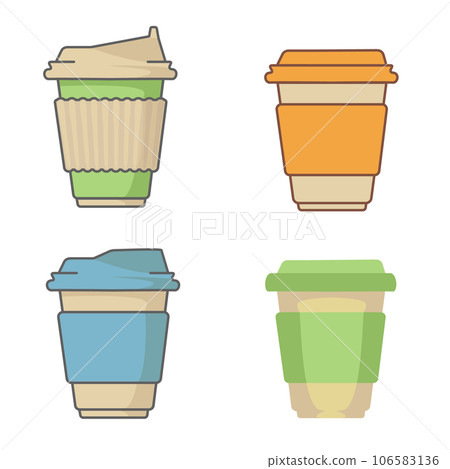 Vector set of paper cups for coffee or tea. Drink vector illustration design. Vector set of paper cups for coffee or tea. Drink vector illustration design. 106583136