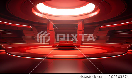 Red Futuristic Cylinder Scene Red Futuristic Cylinder Scene 106583274
