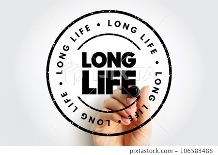 Long Life text stamp, concept background 106583488