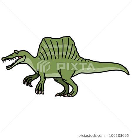 Illustration of a Spinosaurus in landscape orientation (with main lines) / Dinosaur, picture book, cute material 106583665