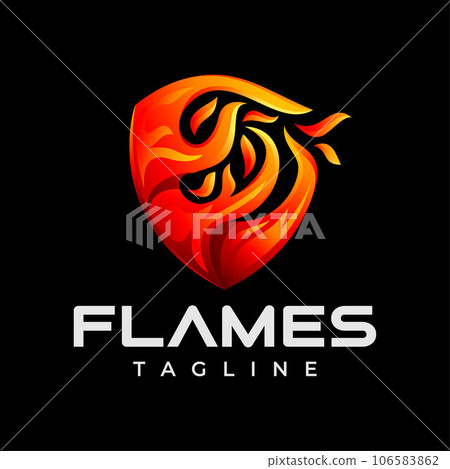 Modern gradient flame fire shield logo branding design Modern gradient flame fire shield logo branding design 106583862