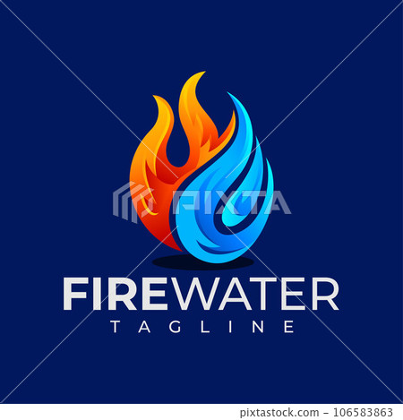 Modern colorful gradient fire water logo design Modern colorful gradient fire water logo design 106583863