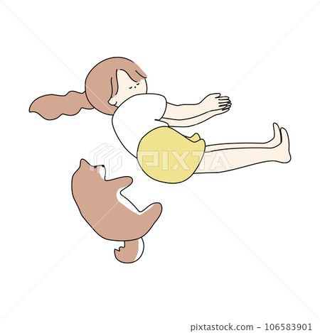 Girl imitating a dog and sleeping Girl imitating a dog and sleeping 106583901