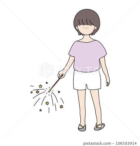 在手邊做煙花的女孩 106583914