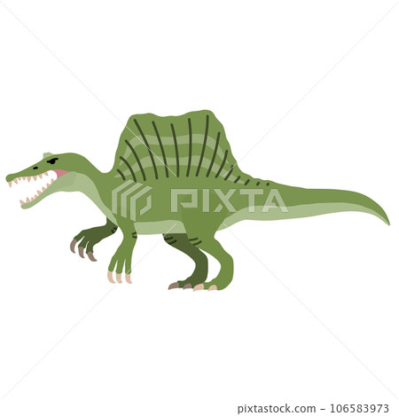 Illustration of a horizontal Spinosaurus (no main lines) / Dinosaur, picture book, cute material Illustration of a horizontal Spinosaurus (no main lines) / Dinosaur, picture book, cute material 106583973