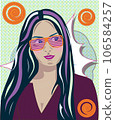 pop art portrait of a dark-haired girl  106584257