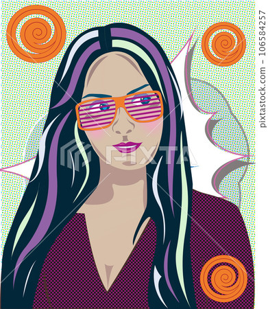 pop art portrait of a dark-haired girl pop art portrait of a dark-haired girl 106584257