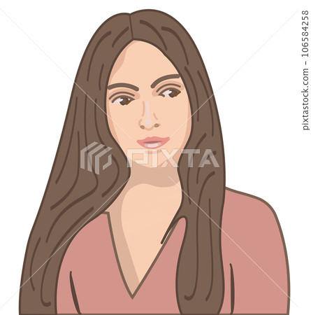 portrait of a dark-haired girl in a minimalistic vector style portrait of a dark-haired girl in a minimalistic vector style 106584258