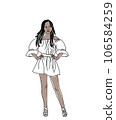 line art portrait of a dark-haired girl 106584259
