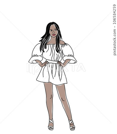 line art portrait of a dark-haired girl line art portrait of a dark-haired girl 106584259