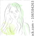 portrait of a dark-haired girl in the style of simple lines  106584263