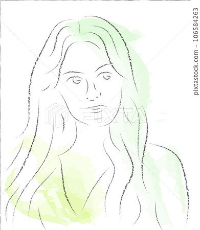 portrait of a dark-haired girl in the style of simple lines portrait of a dark-haired girl in the style of simple lines 106584263