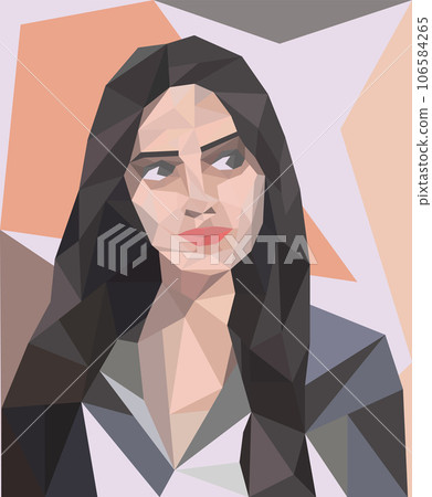 low poly portrait of a dark haired girl low poly portrait of a dark haired girl 106584265