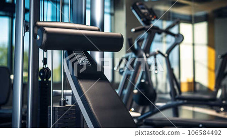 訓練館和健身機器 AI 產生影像的特寫 106584492