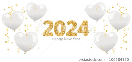 Happy New Year 2024, Golden glitter confetti background