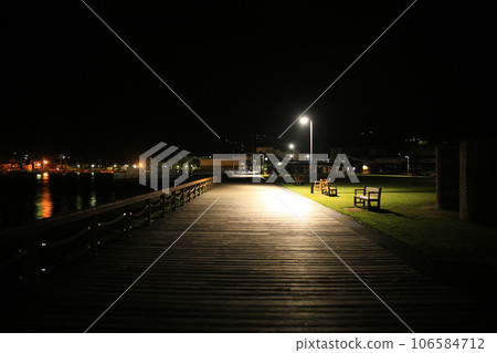 Scenery of Yawatahama Minato at night, Yawatahama City, Ehime Prefecture Scenery of Yawatahama Minato at night, Yawatahama City, Ehime Prefecture 106584712