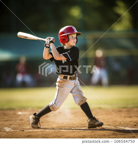 lifestyle photo little league baseball player in action - AI MidJourney 106584750