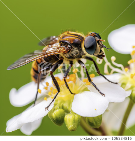 lifestyle photo robber fly sitting on a flower - AI MidJourney 106584816