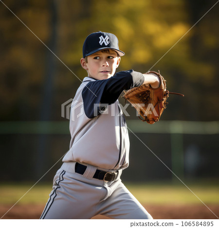 lifestyle photo little league baseball player in action - AI MidJourney lifestyle photo little league baseball player in action - AI MidJourney 106584895