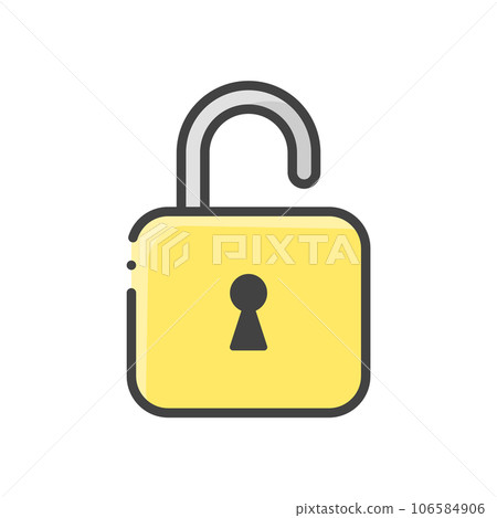 Simple and cute unlocked padlock icon-unlock/unlock image material 106584906