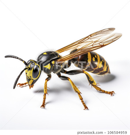 lifestyle photo closeup potter wasp on white background - AI MidJourney lifestyle photo closeup potter wasp on white background - AI MidJourney 106584959