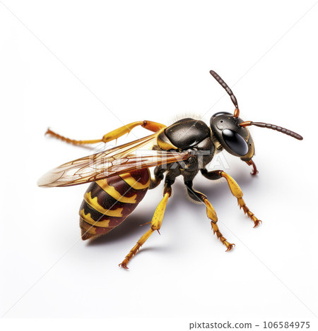 lifestyle photo closeup potter wasp on white background - AI MidJourney lifestyle photo closeup potter wasp on white background - AI MidJourney 106584975