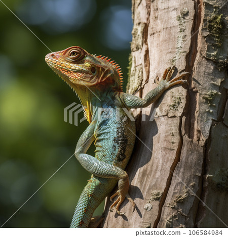 lifestyle photo champelion lizard matching color of background lifestyle photo champelion lizard matching color of background 106584984
