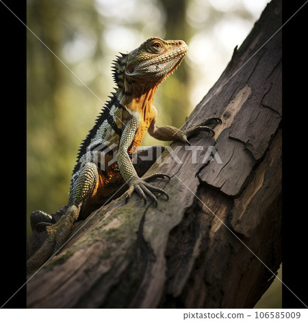 lifestyle photo champelion lizard matching color of background lifestyle photo champelion lizard matching color of background 106585009