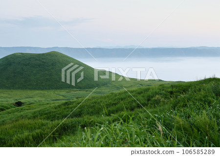 Aso, early morning rice mound and sea of clouds (Aso Kuju National Park) 106585289