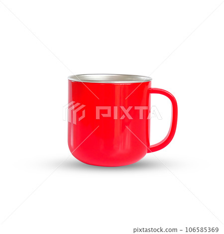 Red cup of coffee isolated on white background,clipping path. 106585369