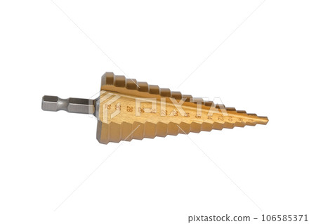 Step drill bit for drilling holes in metal ,clipping path. 106585371