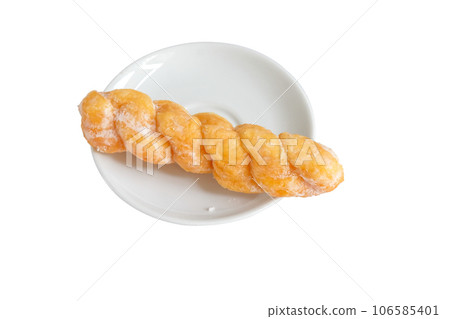 Twist bread donut on white background,clipping path. Twist bread donut on white background,clipping path. 106585401