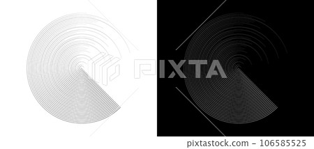 Abstract background with circles. Art lines graphic design. Black shape on a white background and the same white shape on the black side. 106585525