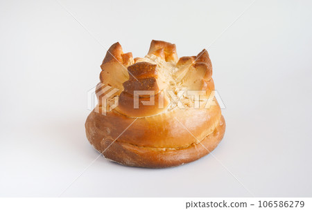 Portuguese cake Fogaca, from Santa Maria da Feira on white Portuguese cake Fogaca, from Santa Maria da Feira on white 106586279