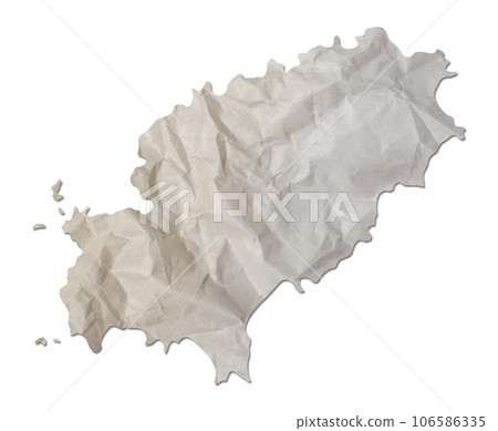 island map paper texture cut out on white background.. island map paper texture cut out on white background.. 106586335