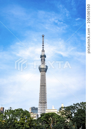 Tokyo Skytree in the daytime taken from Sumida Park Tokyo Skytree in the daytime taken from Sumida Park 106586560
