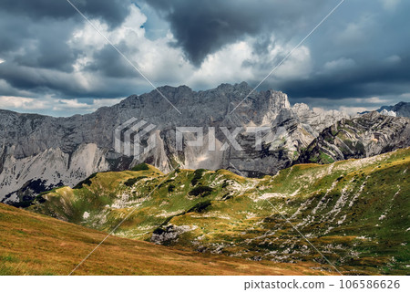 Dramatic Mountain Landscape with Storm Clouds in Durmitor 106586626