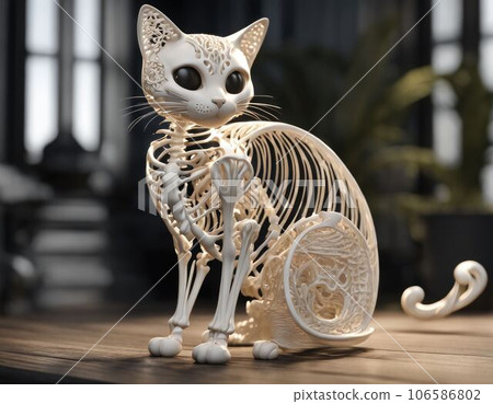 Art figurine of a bony cat. 106586802