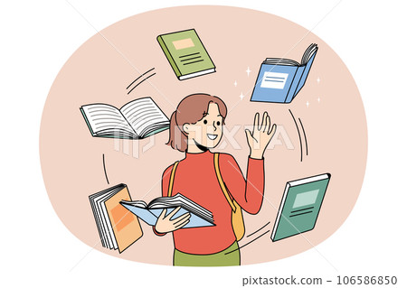 Happy girl reading book 106586850