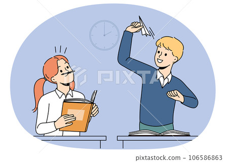 Happy kids throwing paper planes 106586863