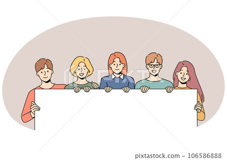 Children holding mockup banner Children holding mockup banner 106586888