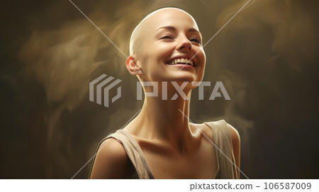 Portrait of confident bald woman. Generative AI 106587009