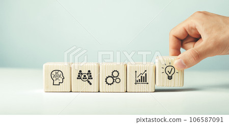Assembled wooden cubes on the theme of business ideas Assembled wooden cubes on the theme of business ideas 106587091