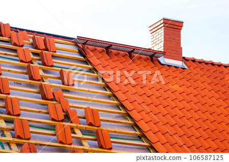 Historic house clay tiles roofing replacement and restoration of roof structures Historic house clay tiles roofing replacement and restoration of roof structures 106587125