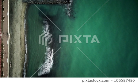 stones and sea of turquoise color. drone shot. 106587480