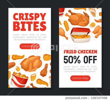 Crispy Fried Chicken Food Banner Design Vector Template Crispy Fried Chicken Food Banner Design Vector Template 106587496
